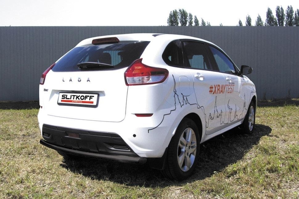Slitkoff LadXR012B защита заднего бампера d57 черная Lada XRay