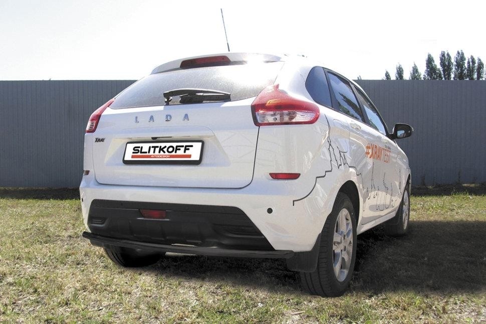 Slitkoff LadXR014B защита заднего бампера d42 черная Lada XRay
