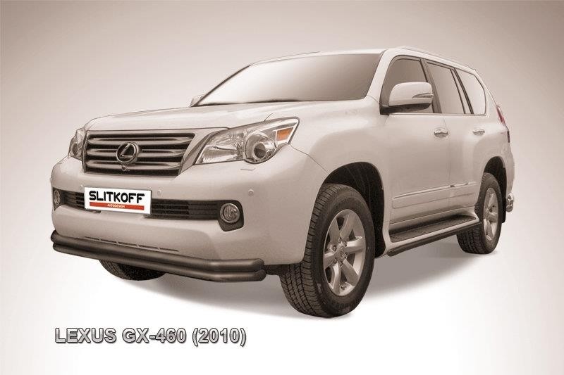 Slitkoff LGX012B защита переднего бампера d57+ d57 двойная черная Lexus GX460 (2010)