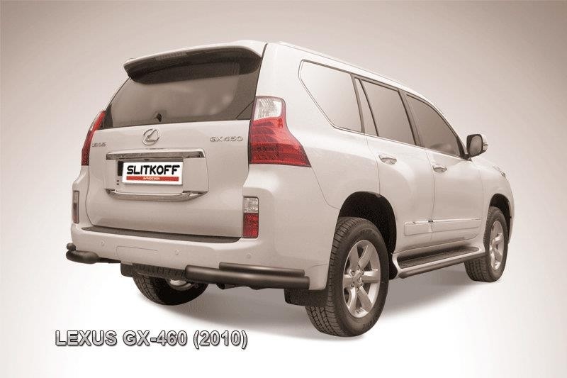 Slitkoff LGX016B защита заднего бампера уголки d76+ d42 двойные черные Lexus GX460 (2010)