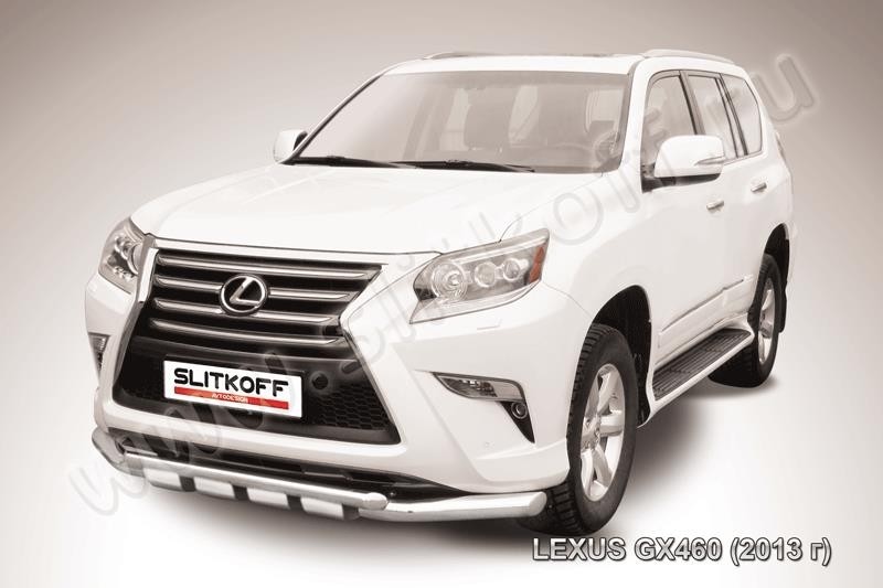Slitkoff LGX13-001 защита переднего бампера d76+ d57 двойная с защитой картера Lexus GX460 (2013)