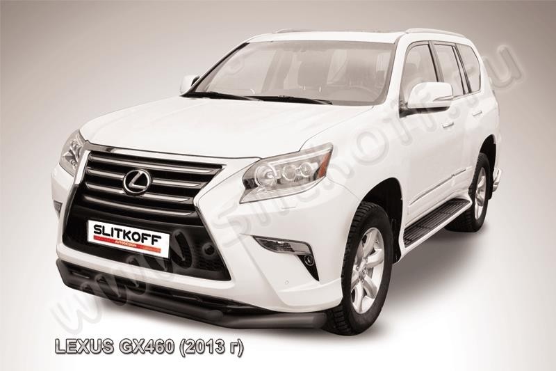 Slitkoff LGX13-002B защита переднего бампера d76+ d57 двойная черная Lexus GX460 (2013)