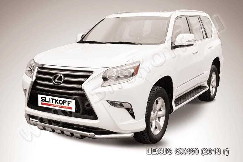 Slitkoff LGX13-004 защита переднего бампера d57+ d57 двойная с защитой картера Lexus GX460 (2013)