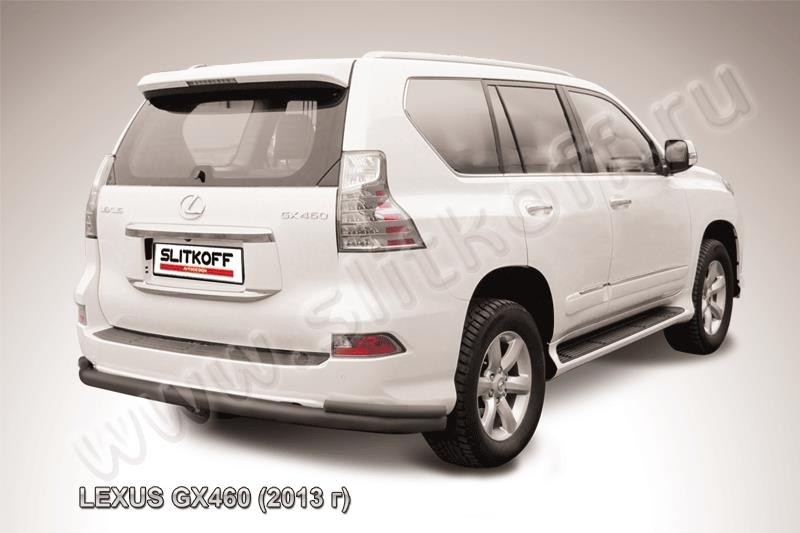 Slitkoff LGX13-008B защита заднего бампера d76+ d42 двойная черная Lexus GX460 (2013)