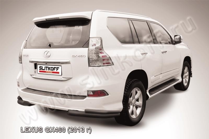 Slitkoff LGX13-011B защита заднего бампера уголки d76+ d42 двойные черные Lexus GX460 (2013)