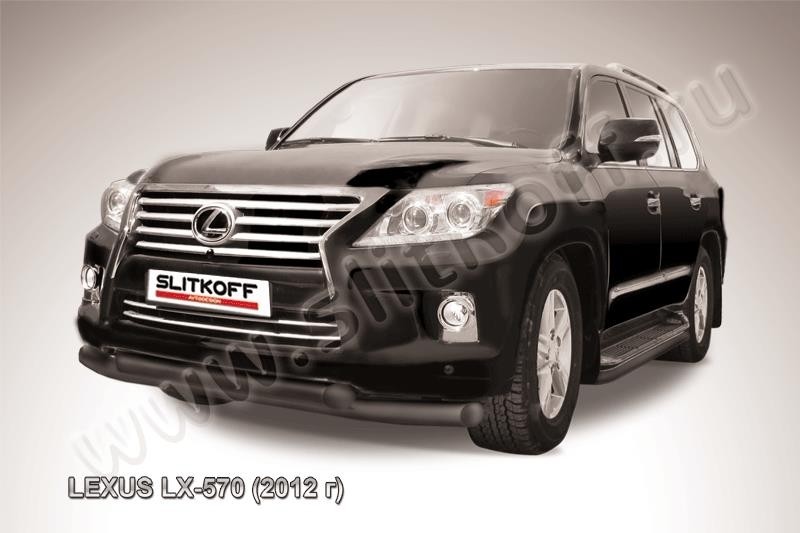 Slitkoff LLX570-12-004B защита переднего бампера d76+ d76 двойная черная Lexus LX-570