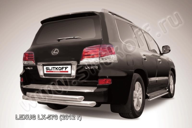 Slitkoff LLX570-12-009 защита заднего бампера d76+ d76 двойная радиусная Lexus LX-570
