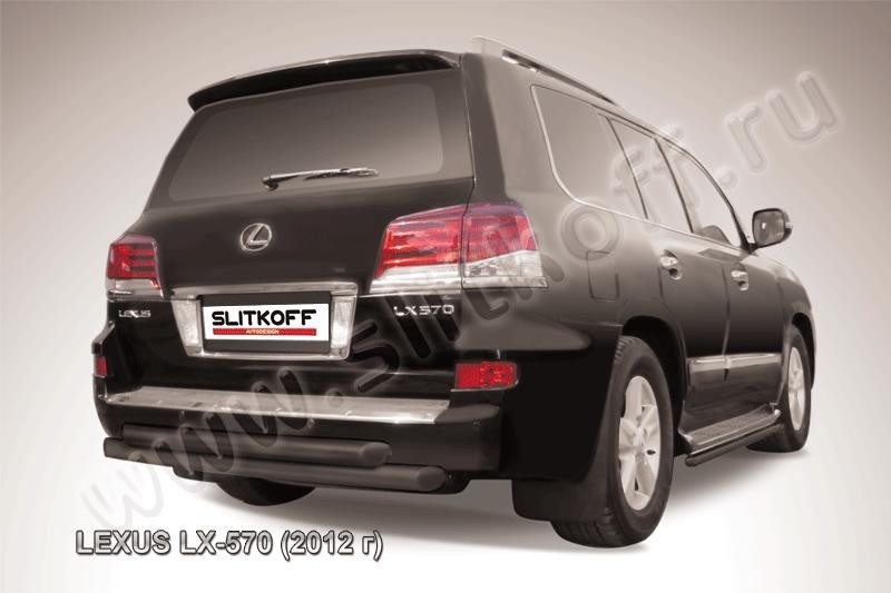 Slitkoff LLX570-12-009B защита заднего бампера d76+ d76 двойная радиусная черная Lexus LX-570