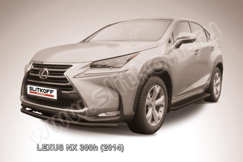 Slitkoff LNX005B защита переднего бампера d57 радиусная черная Lexus NX 300h
