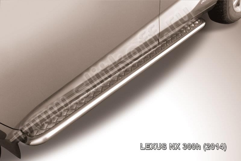 Slitkoff LNX009 защита порогов d42 с листом усиленная Lexus NX 300h