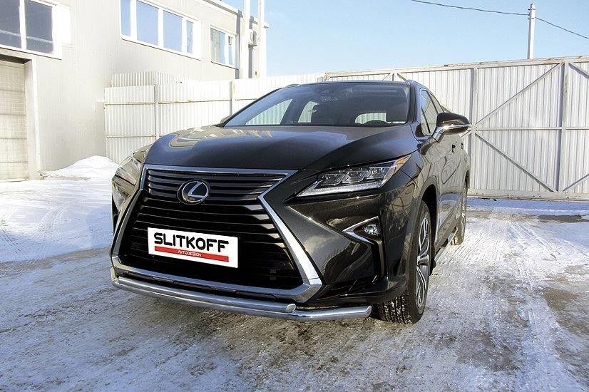 Slitkoff LRX15-001 защита переднего бампера d57+ d42 двойная Lexus RX350 (2015)