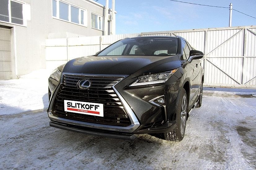 Slitkoff LRX15-003B защита переднего бампера d57 короткая черная Lexus RX350 (2015)