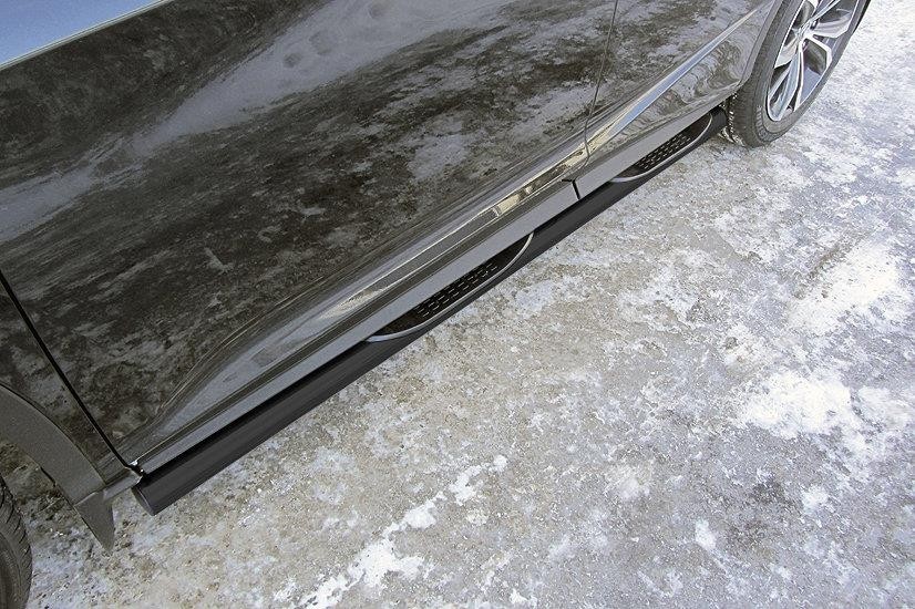 Slitkoff LRX15-004B защита порогов d76 труба с проступями черная Lexus RX350 (2015)