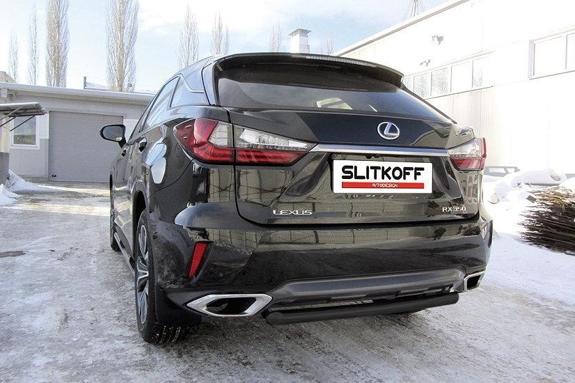Slitkoff LRX15-007B защита заднего бампера d57 короткая черная Lexus RX350 (2015)
