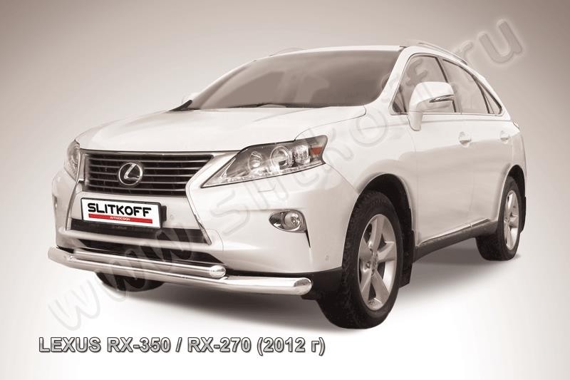 Slitkoff LRX35-12.001 защита переднего бампера d76+ d57 двойная Lexus RX350/RX270 (2012)