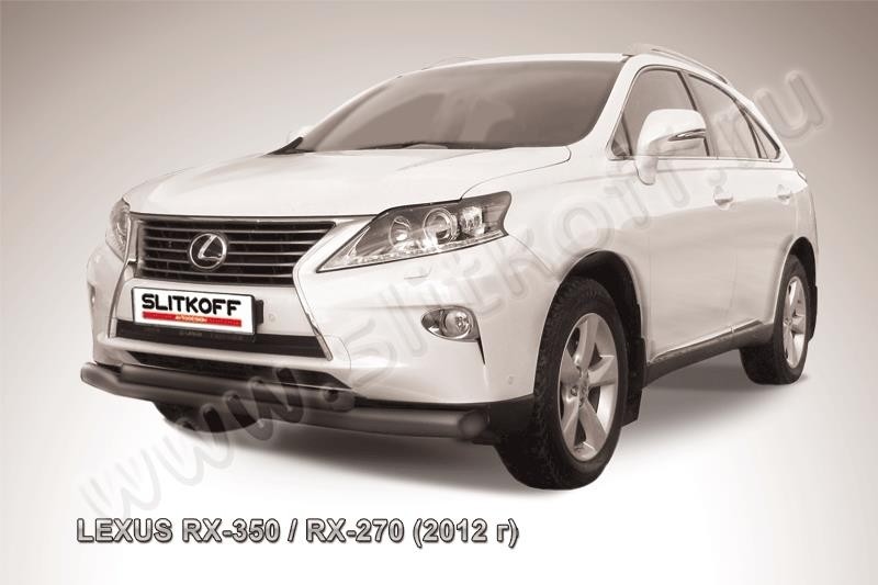 Slitkoff LRX35-12.001B защита переднего бампера d76+ d57 двойная черная Lexus RX350/RX270 (2012)