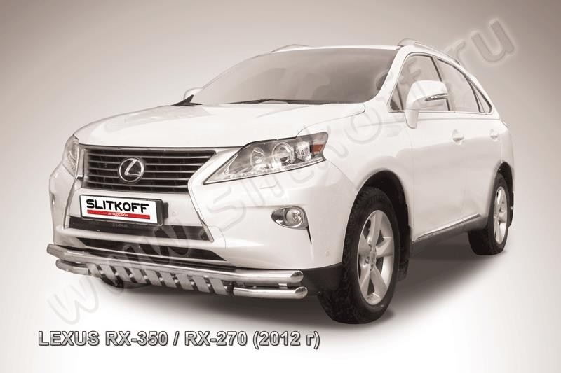 Slitkoff LRX35-12.005 защита переднего бампера d57+ d57 двойная с защитой картера Lexus RX350/RX270 (2012)