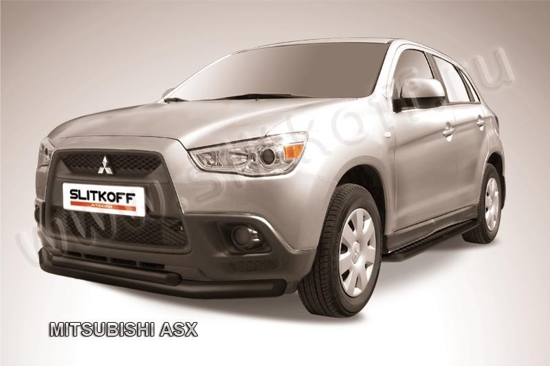 Slitkoff MAS001B защита переднего бампера d76+ d57 двойная черная Mitsubishi ASX
