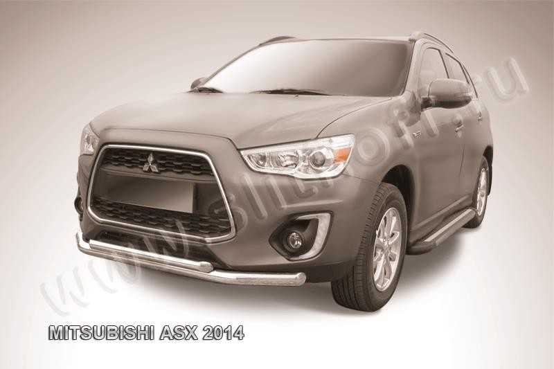 Slitkoff MAS14-002 защита переднего бампера d76+ d57 двойнаяMitsubishi ASX (2014)