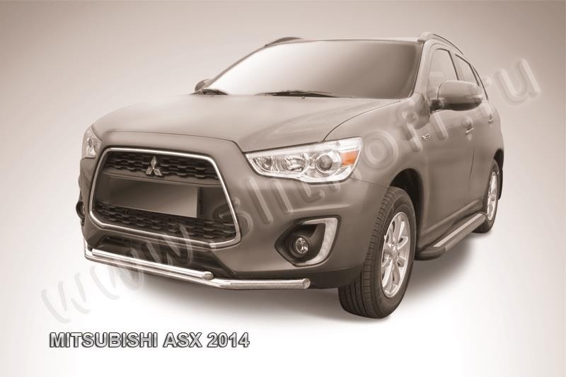 Slitkoff MAS14-004 защита переднего бампера d57+ d42 двойная Mitsubishi ASX (2014)