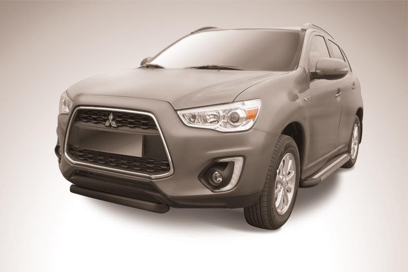 Slitkoff MAS14-006B защита переднего бампера d76 короткая черная Mitsubishi ASX (2014)