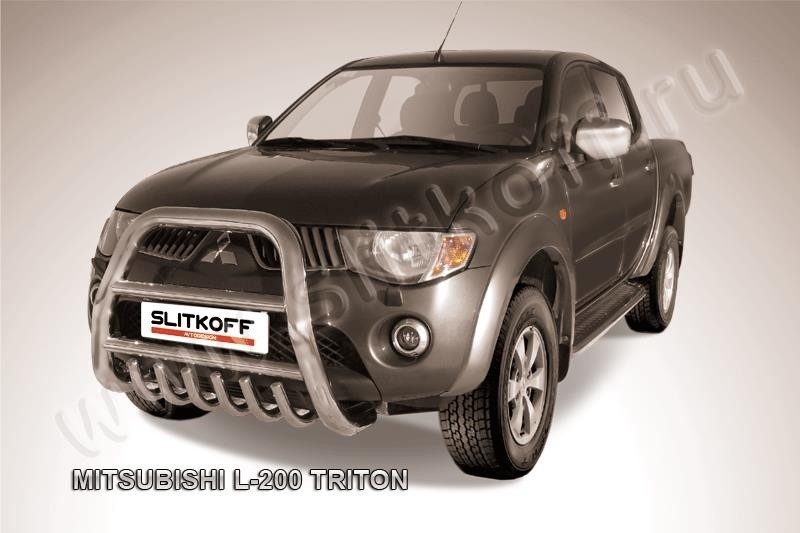 Slitkoff ML001 кенгурятник d76 высокий с защитой картера Mitsubishi L-200 Triton