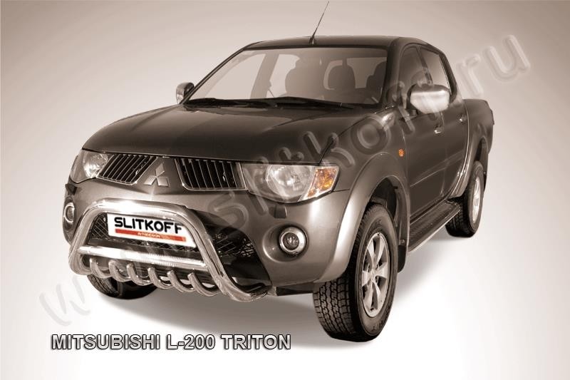 Slitkoff ML003 кенгурятник d76 низкий с защитой картера Mitsubishi L-200 Triton