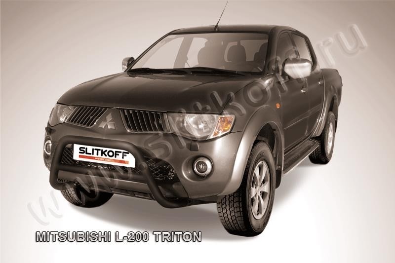 Slitkoff ML008B кенгурятник d57 низкий черный Mitsubishi L-200 Triton