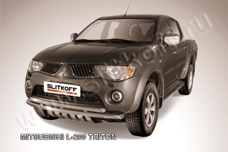 Slitkoff ML009 защита переднего бампера d57+ d57 двойная Mitsubishi L-200 Triton