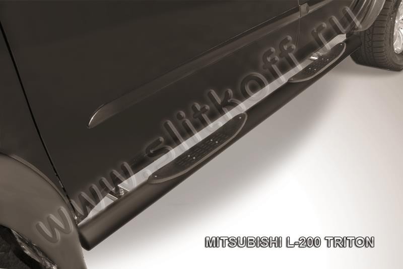Slitkoff ML012B защита порогов d76 с проступями черная Mitsubishi L-200 Triton