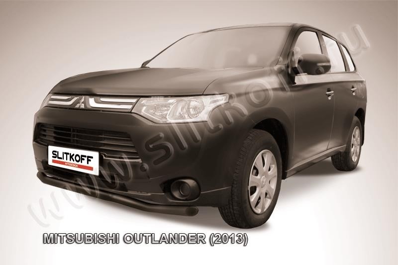 Slitkoff MOUT13-001B защита переднего бампера d57 "волна" черная Mitsubishi Outlander (2013)