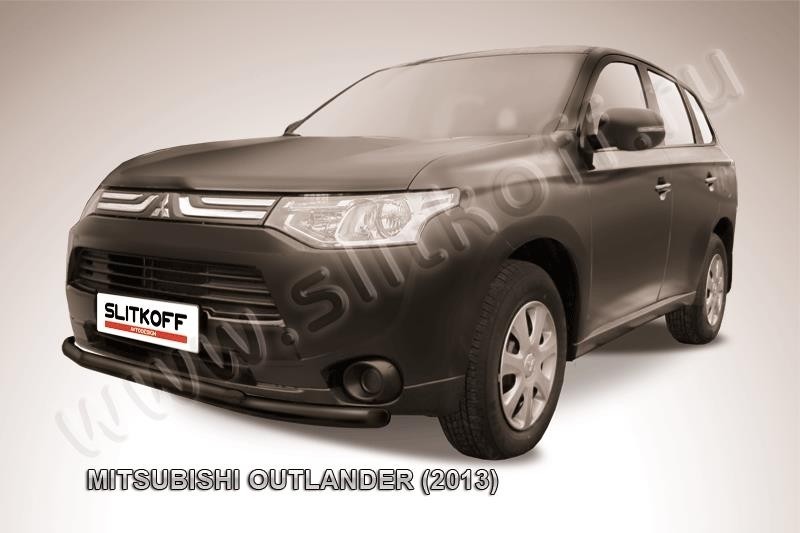 Slitkoff MOUT13-002B защита переднего бампера d57+ d42 двойная черная Mitsubishi Outlander (2013)