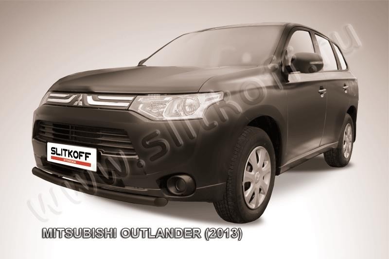 Slitkoff MOUT13-004B защита переднего бампера d57 короткая черная Mitsubishi Outlander (2013)