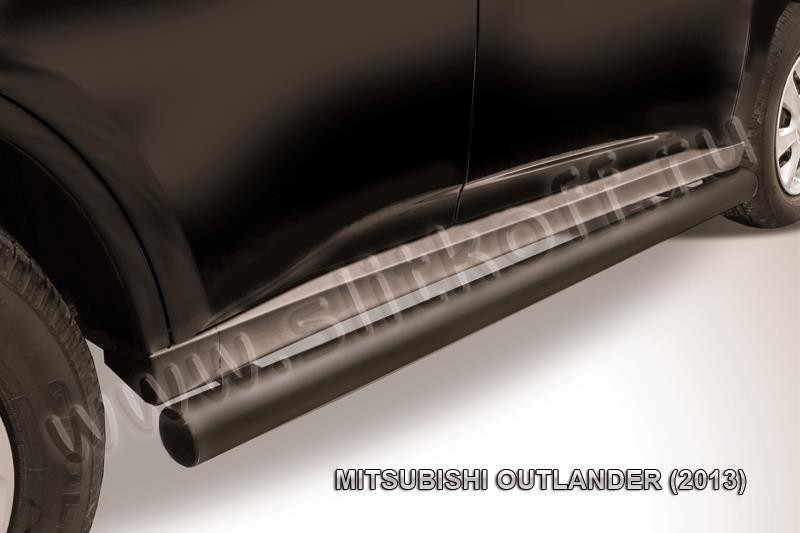 Slitkoff MOUT13-006B защита порогов d76 труба черная Mitsubishi Outlander (2013)