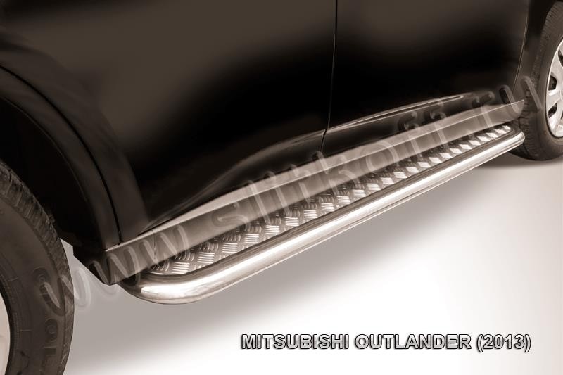 Slitkoff MOUT13-008 защита порогов d42 с листом усиленная Mitsubishi Outlander (2013)