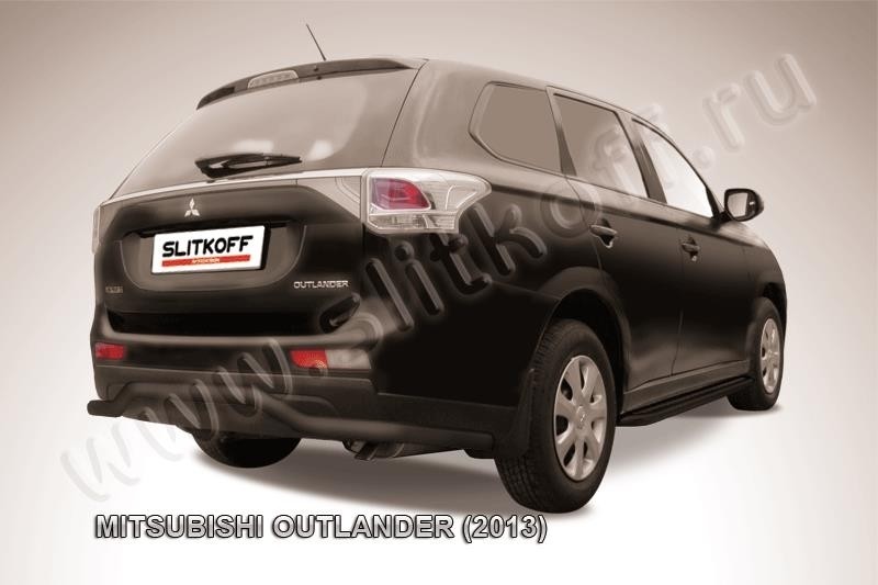 Slitkoff MOUT13-009B защита заднего бампера d57 "волна" длинная черная Mitsubishi Outlander (2013)
