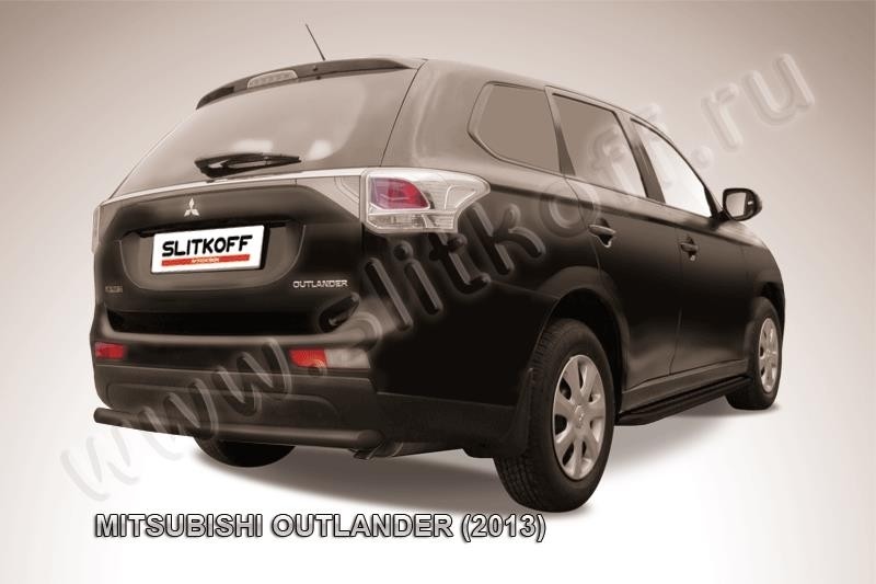 Slitkoff MOUT13-011B защита заднего бампера d57 короткая черная Mitsubishi Outlander (2013)