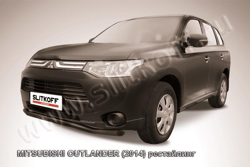 Slitkoff MOUT14-001B защита переднего бампера d57 "волна" черная Mitsubishi Outlander (2014)