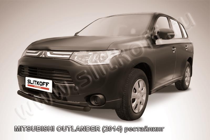 Slitkoff MOUT14-004B защита переднего бампера d57 короткая черная Mitsubishi Outlander (2014)