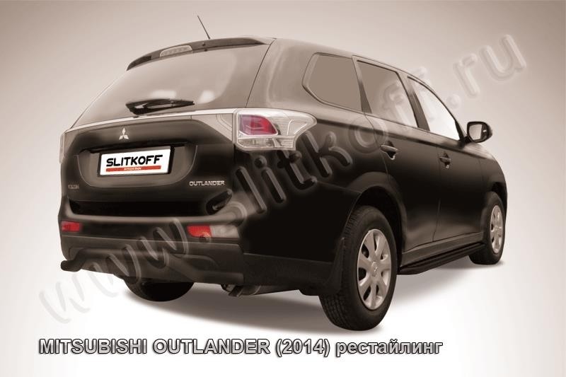 Slitkoff MOUT14-010B защита заднего бампера d57 "волна" черная Mitsubishi Outlander (2014)