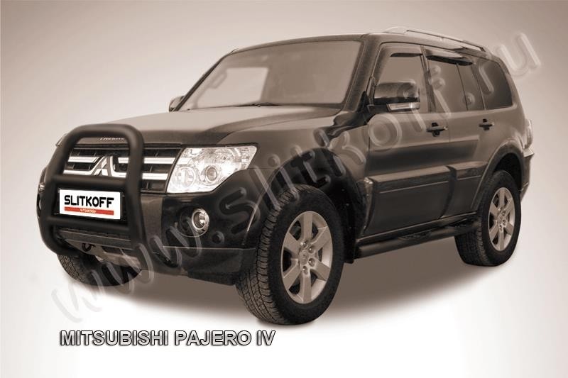 Slitkoff MPJ002B кенгурятник d76 высокий черный Mitsubishi Pajero IV