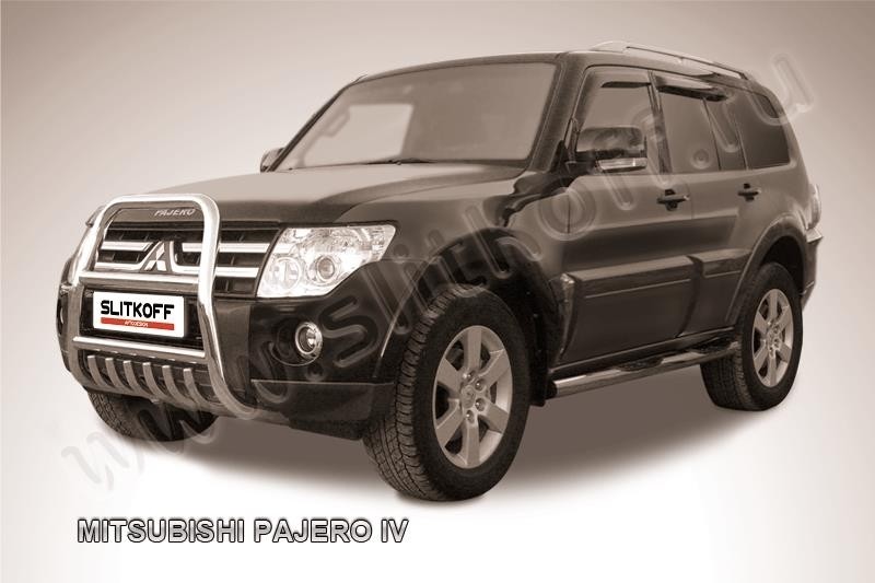 Slitkoff MPJ005 кенгурятник d57 высокий с защитой картера Mitsubishi Pajero IV