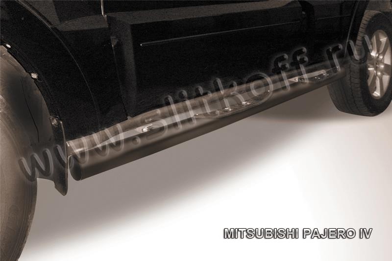 Slitkoff MPJ011B защита порогов d76 с проступями черная Mitsubishi Pajero IV