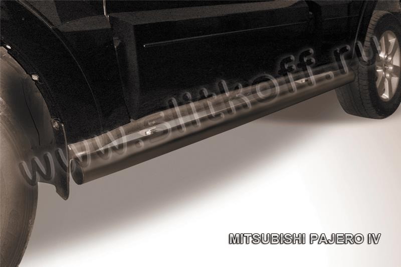 Slitkoff MPJ012B защита порогов d76 труба черная Mitsubishi Pajero IV