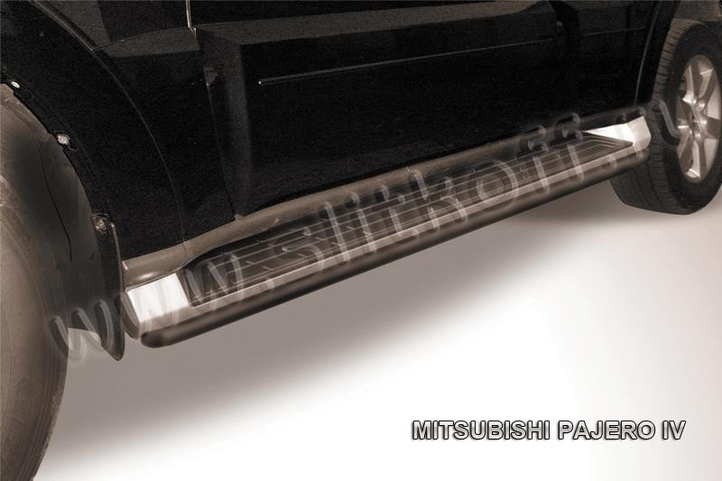 Slitkoff MPJ014B защита штатного порога d42 черная Mitsubishi Pajero IV