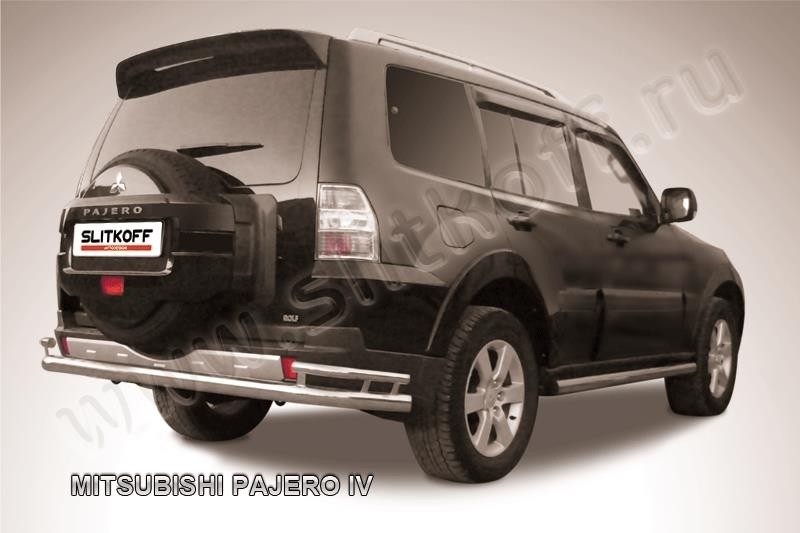 Slitkoff MPJ015 защита заднего бампера d76+ d42 двойная Mitsubishi Pajero IV