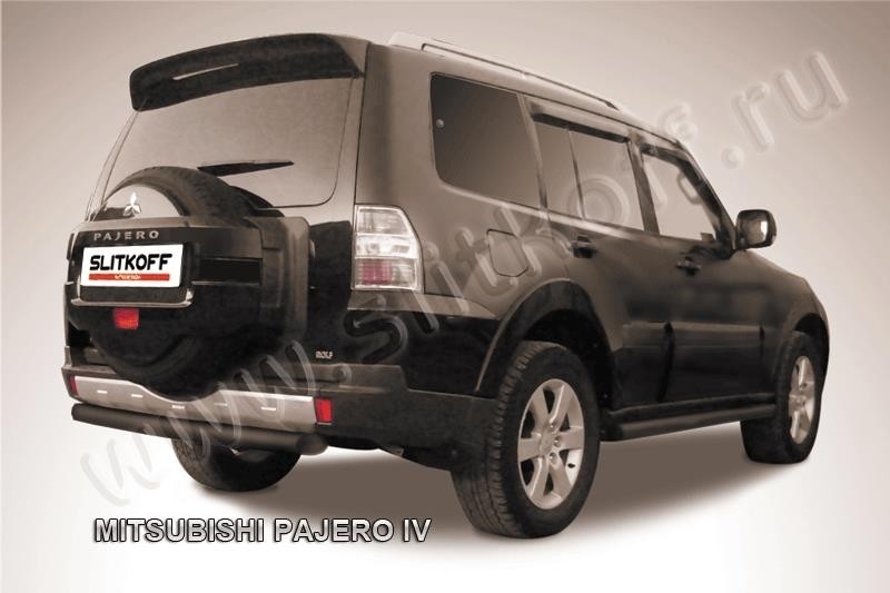 Slitkoff MPJ017B защита заднего бампера d76 короткая черная Mitsubishi Pajero IV