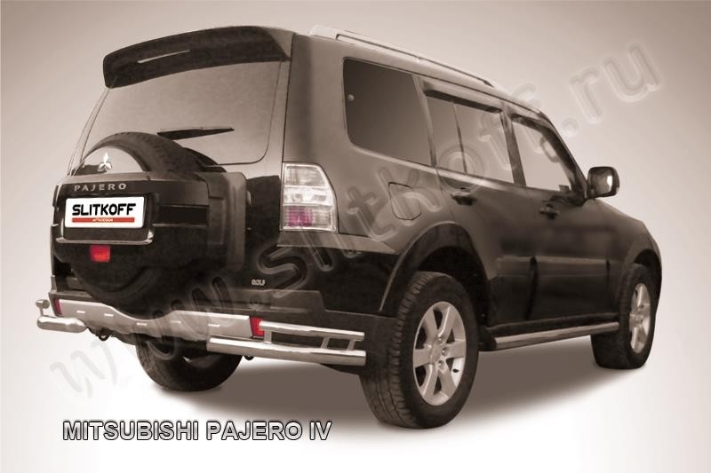 Slitkoff MPJ018 защита заднего бампера уголки d76+ d42 двойные Mitsubishi Pajero IV