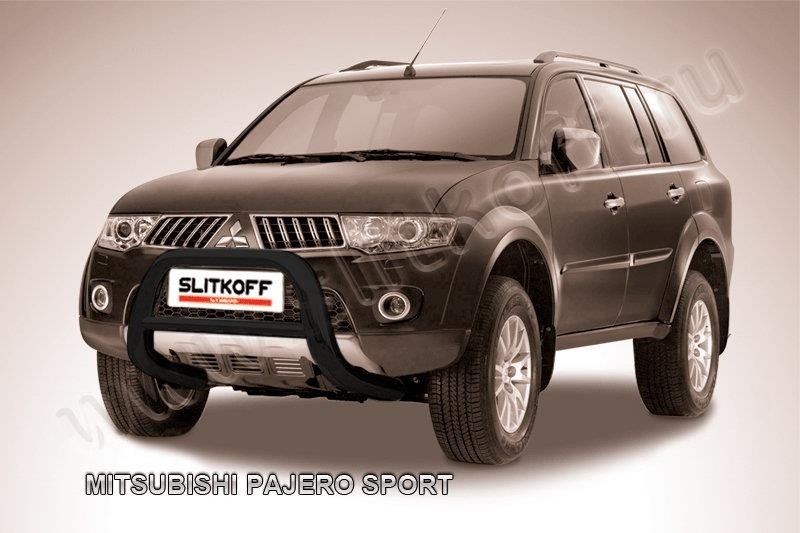 Slitkoff MPS002B кенгурятник d76 низкий черный Mitsubishi Pajero Sport (до 2010)