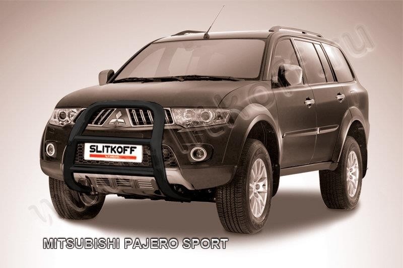 Slitkoff MPS004B кенгурятник d57 высокий черный Mitsubishi Pajero Sport (до 2010)